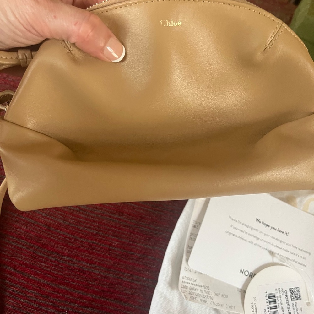 Chloe Tan Clutch Elegant Wristlet Bag